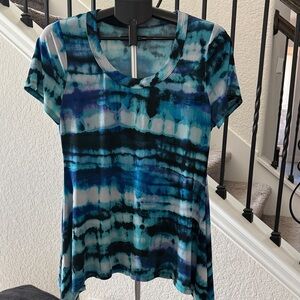 Stylish Blue Tie-Dye Women's Top